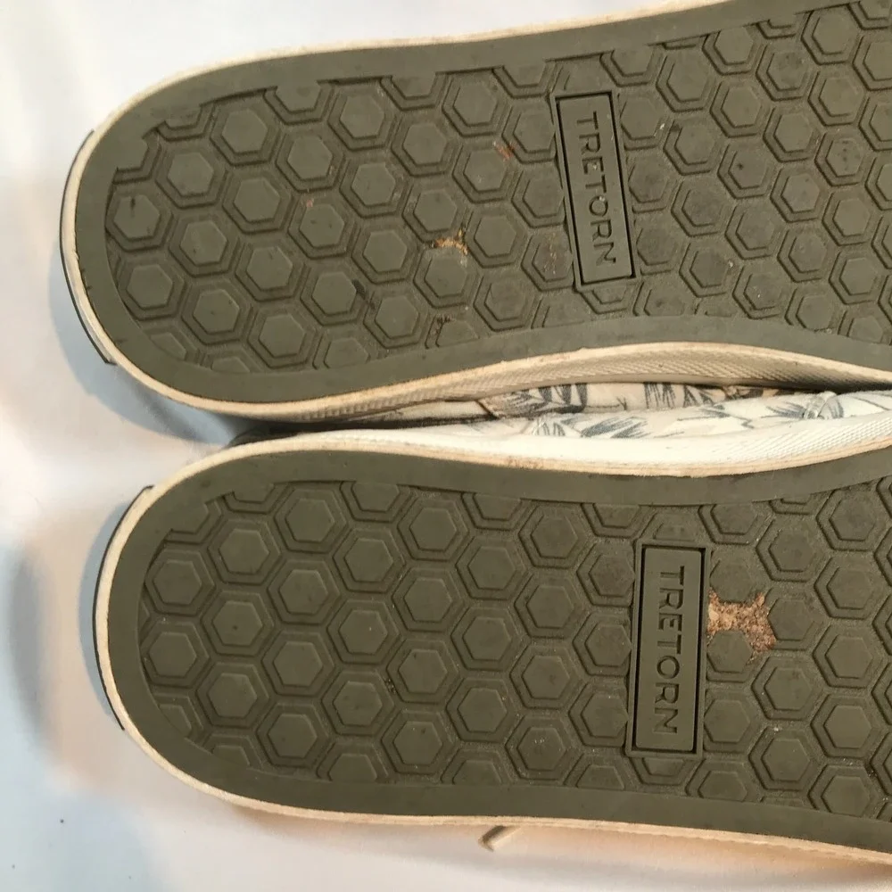 Tretorn‎ Motto Palm Leaf Print Boat Shoes Mens 10 Cream Grey Textile MTMOTTO4